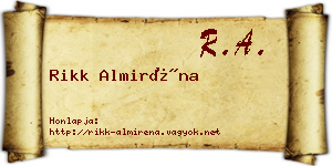 Rikk Almiréna névjegykártya